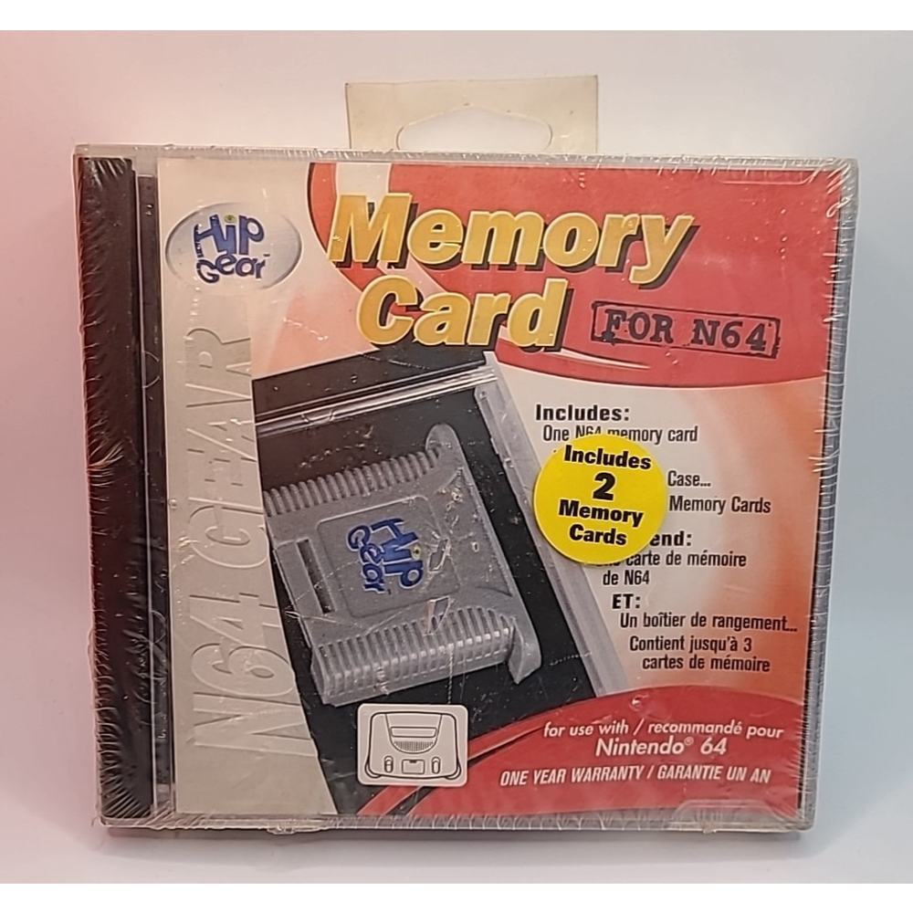 Hip Gear For Nintendo 64 N64 Includes 2 Memory Cards In New Sealed Box